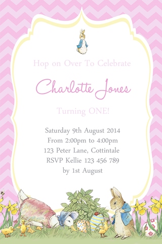 girls peter rabbit invites