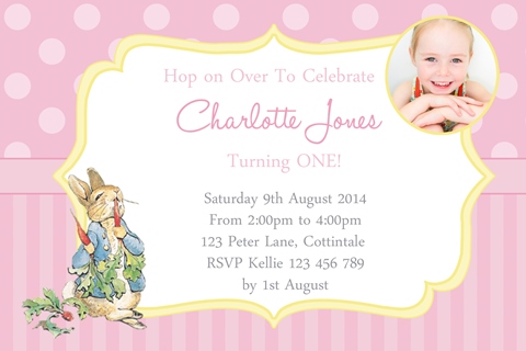 girls peter rabbit invitations