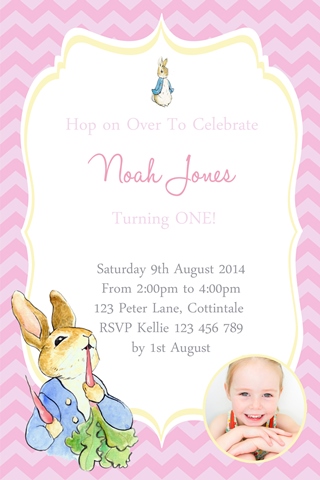 girls peter rabbit invitations