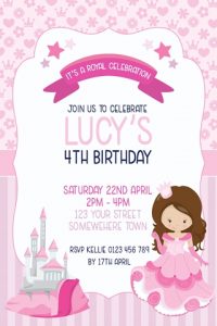 girls pink princess invitation