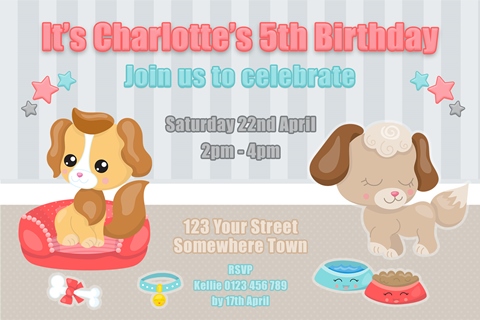 adopt a pet puppy birthday invitation