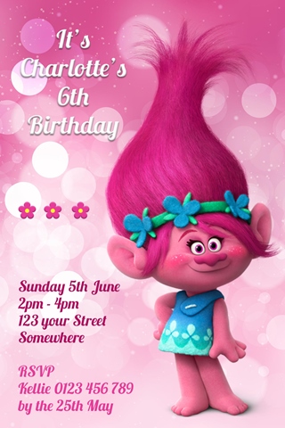 girls trolls invitation