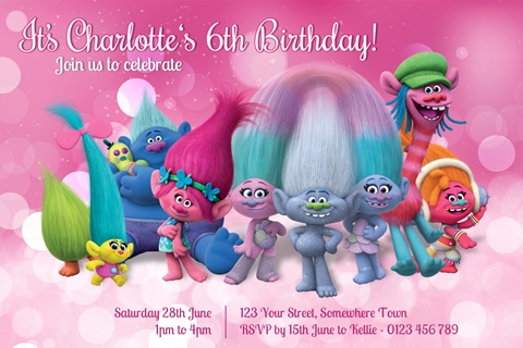 girls trolls invitation