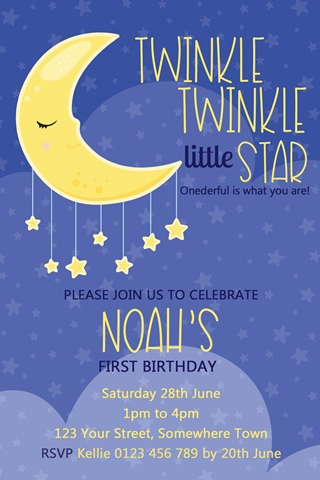 Twinkle Twinkle little star boys girls invitation