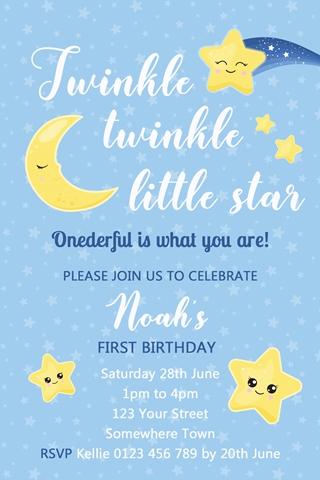 Twinkle Twinkle little star boys girls invitation