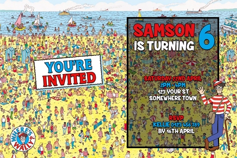 Where's Wally Waldo invitation invite