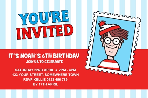 Where's Wally Waldo invitation invite