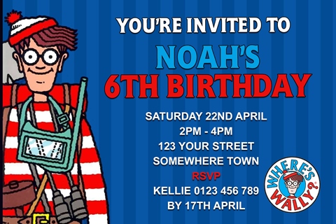 Where's Wally Waldo invitation