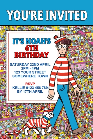 Where's Wally Waldo invitation