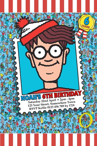 Where's Wally Waldo invitation invite