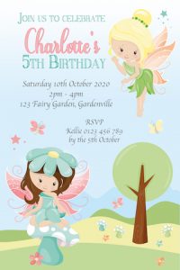 Personalised Girls fairy garden birthday party invitation invite