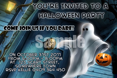 Halloween party invitations invites scary ghost