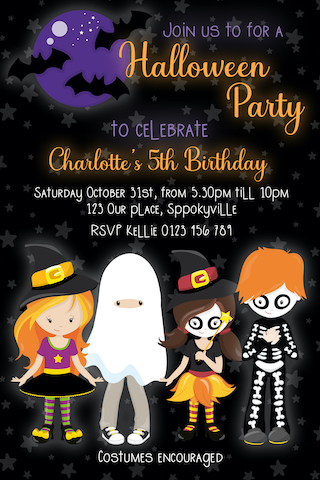 halloween birthday party dress up invitation