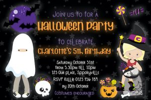 personalised halloween boys girls birthday party dress up invitation birthday invites