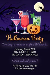Halloween party drinks cocktails invitations invites