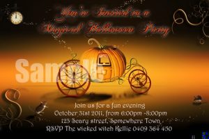 personalised magical Halloween party invitations invites pumpkin