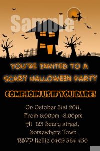 Halloween party invitations invites scary house