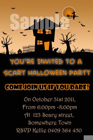 Halloween party invitations invites scary house