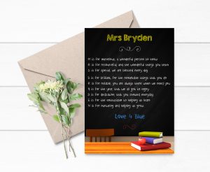 customised teacher appreciation thank you poem end of year gift